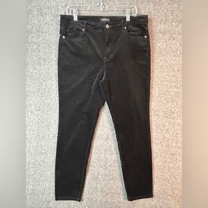 Well Worn Pants Womens 12 Black Dark Wash High Rise Skinny Velour Velvet Stretch